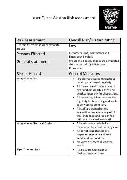 laser-quest-risk-assessment