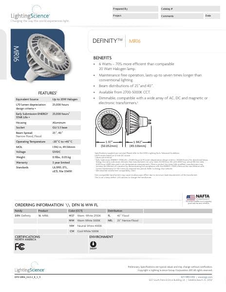 lsg-definity-mr16-specs
