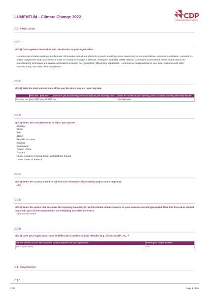 lumentum-cdp-response-climate-change-2022