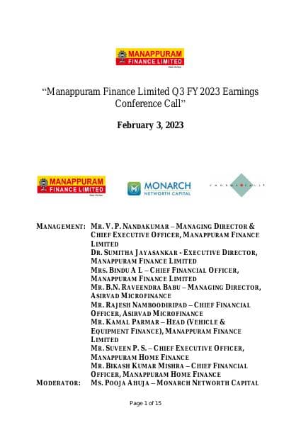 Manappuram%20Finance%20Ltd%20-%20Q3%20FY23%20Transcript