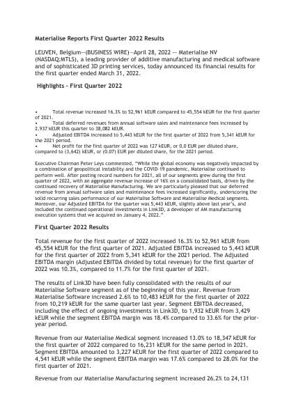 Materialise%20Reports%20First%20Quarter%202022%20Results