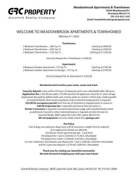 Meadowbrook_2024_Price_Schedule