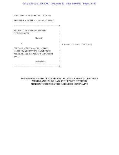 MedallionMotiontoDismissAsFiled