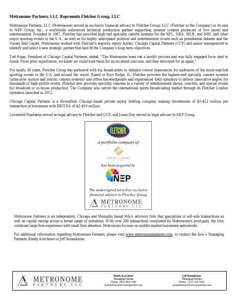 MetronomePartners-Fletcher-Press-Release