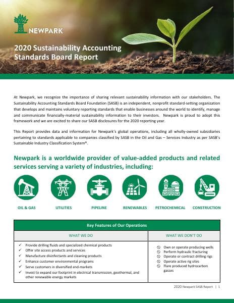 Newpark%202020%20SASB%20Report