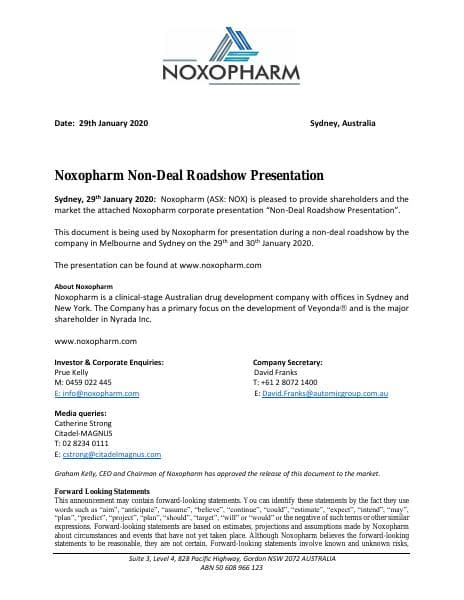 Noxopharm-NonDeal-Roadshow-Presentation