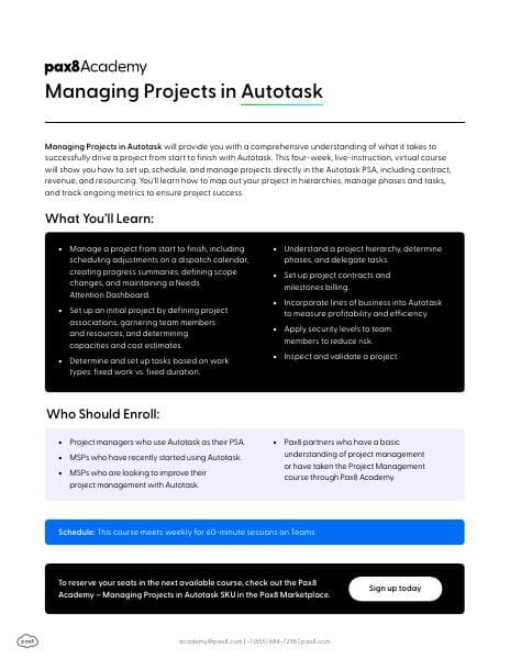 Pax8-Academy-Managing-Projects-in-Autotask