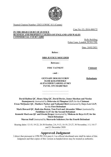 PJSC_Tatneft_v_Bogolyubov_and_Ors_CL-2016-000172_final_judgment