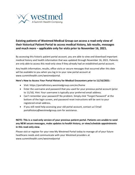 PortalHistory-Priorto111621_Westmed