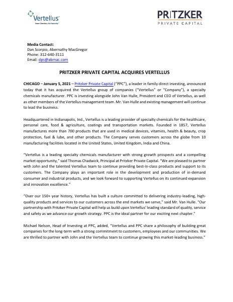 PPC-Vertellus-Press-Acquisition