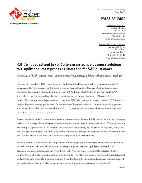 PR_Esker-RJT_Partnership_Mar05