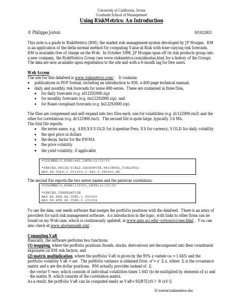 RiskMetrics