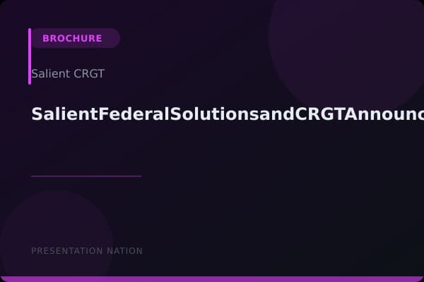 SalientFederalSolutionsandCRGTAnnounceMerger