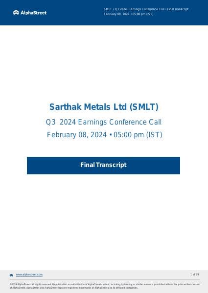 Sarthak%20Metals%20Ltd_Q3%20FY%202023-24_Final%20Transcript