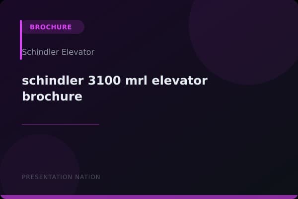 schindler-3100-mrl-elevator-brochure