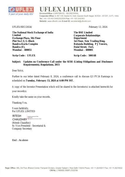 SIGNED_UFLEX_NSEBSE_CONCALLUPDATE_13FEB24