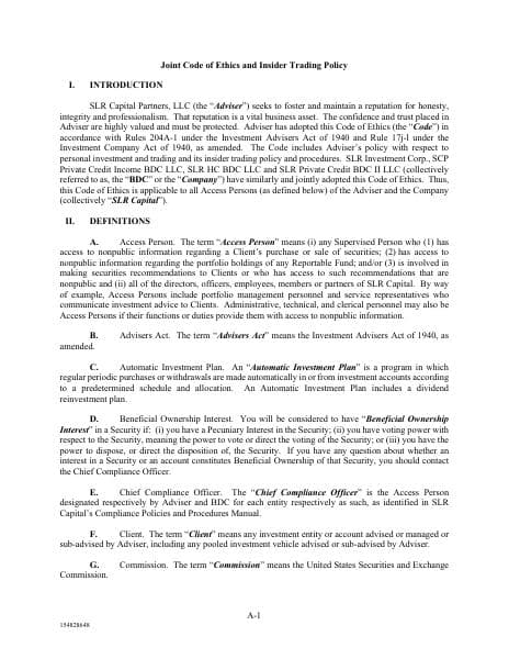 SLRCP_Joint CodeofEthicsandInsiderTradingPolicy22