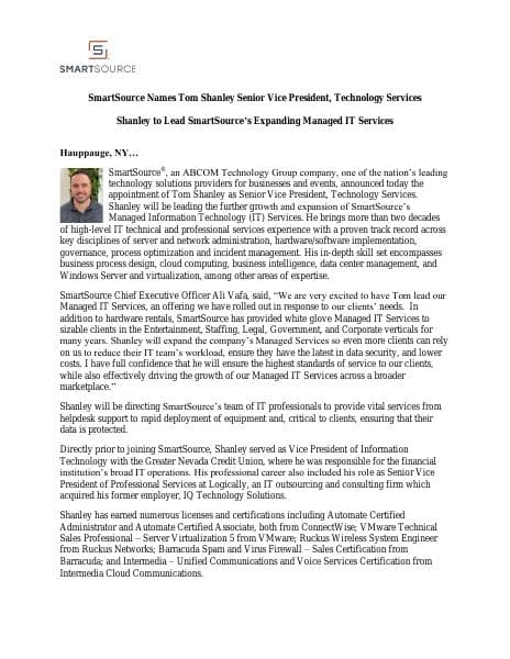 SmartSourceTomShanleyManagedITServicesRelease_August2021