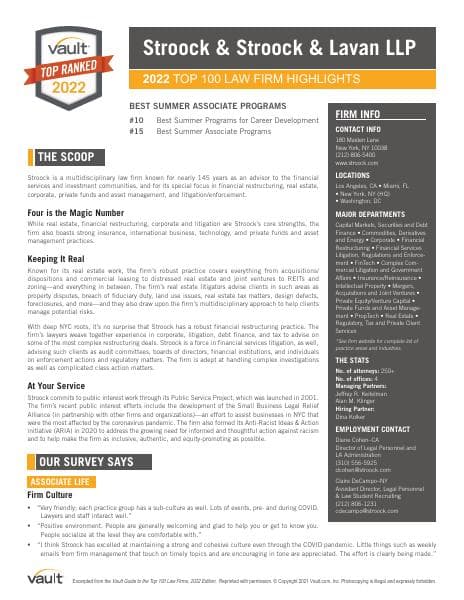 Stroock-2022-Vault-Top-Ranked