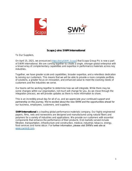 SWM_Scapa_Supplier_Communications