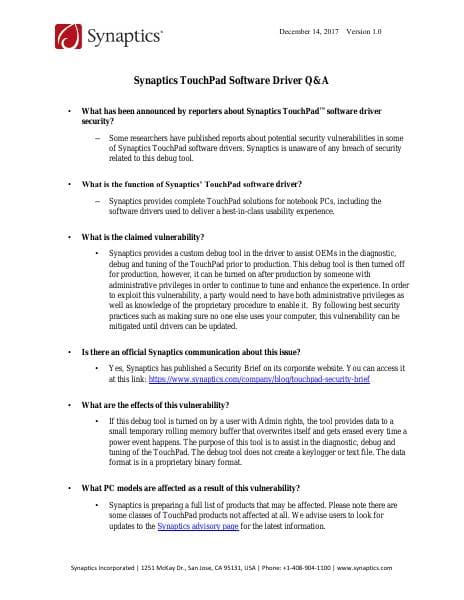 synaptics-touchpad-software-driver-qa