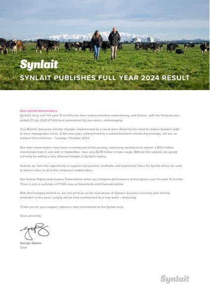 Synlait-FY24-Shareholder-Letter-2024-1