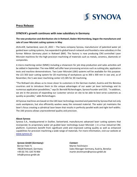 Synovas_New_Subsidiary_in_Germany-22062021