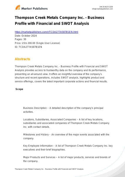 thompson-creek-metals-company-swot-dm