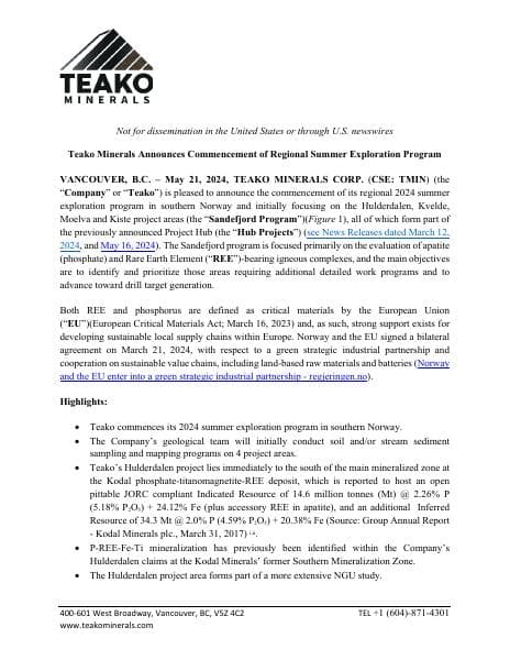 TMIN-NR-2024.05.21-Regional-Summer-Exploration-Program