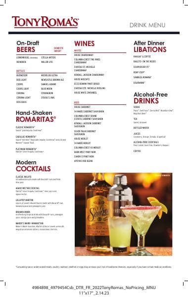 TonyRomasDrinkMenu