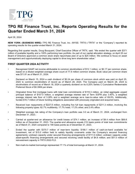 TRTX-2024-04-30-Earnings-Release