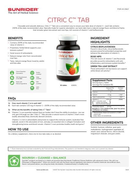 US-ProdFactSheet-Citric-C-Tab-Eng