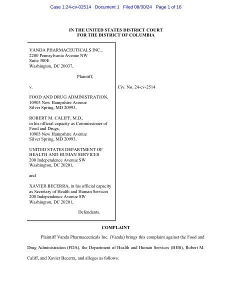 VANDA-Complaint
