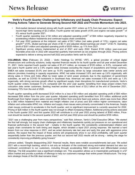 Vertiv-Fourth-Quarter-and-Full-Year-2021-Earnings-Release