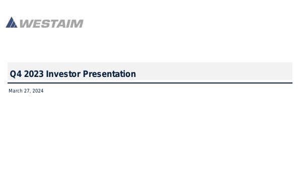 Westaim-Supplemental-Investor-Presentation-Q4-2023